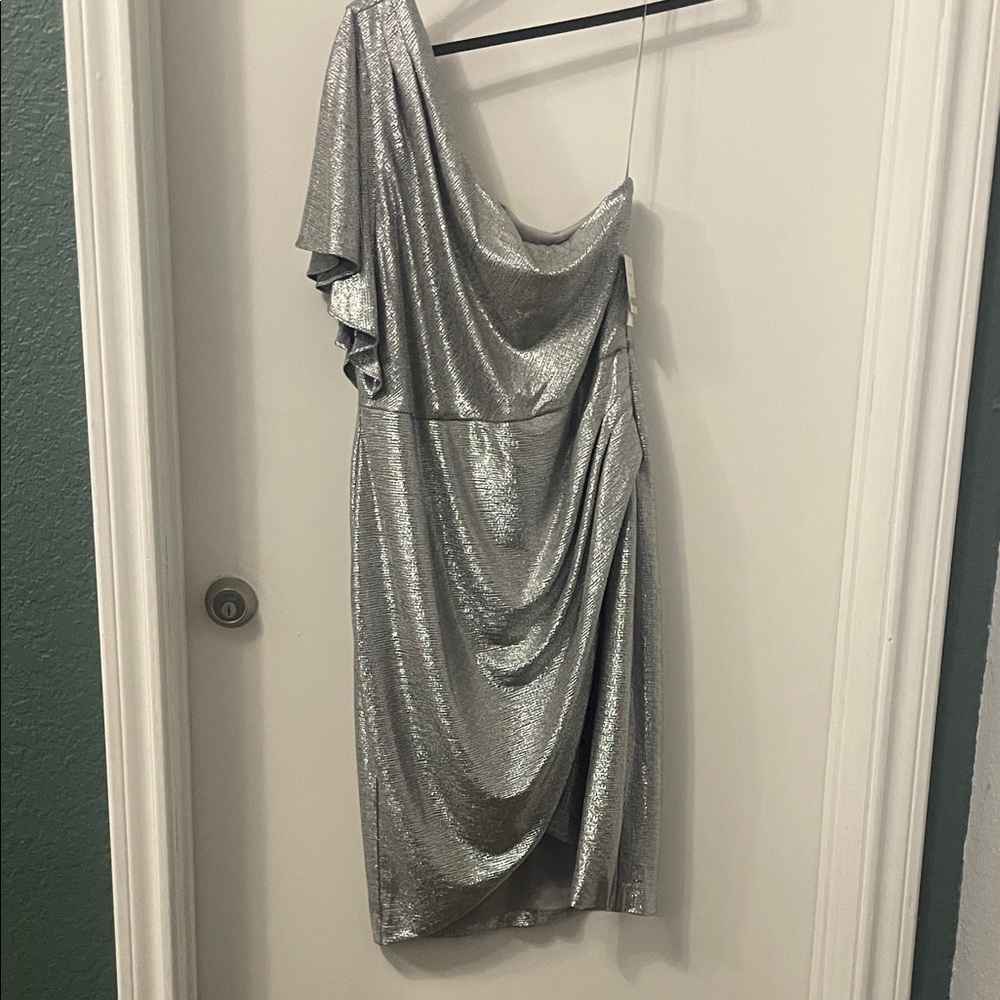 Elegant One-Shoulder Silver Dress